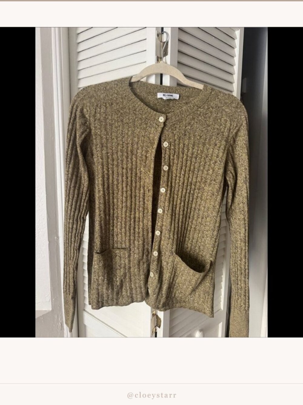 Re/Done Ribbed Chevron Knit Button-Up Cardigan Size M | 100% Cotton |